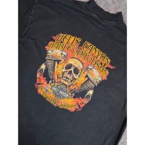 Harley-Davidson Hells Canyon Lewiston Idaho Mock Neck LS Tee 3XL Skull Flame